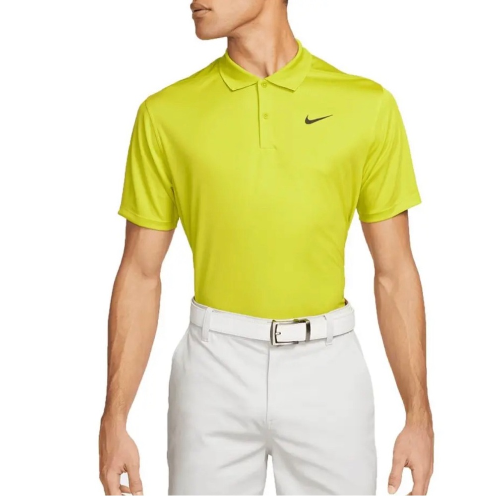 New Nike Dry-Fit Golf Victory Polo Shirt Neon Yellow DQ4146-736 Men’s Size Small